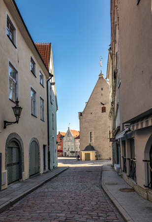 Tallinn, Estonia, 18th March, 2021, empty streets of Tallinn during Covid Pandemic lockdownの写真素材