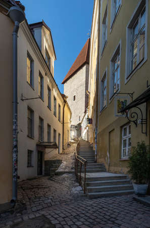 Tallinn, Estonia, 18th March, 2021, empty streets of Tallinn during Covid Pandemic lockdownのeditorial素材