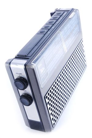An old-fashioned radio isolated on whiteの写真素材