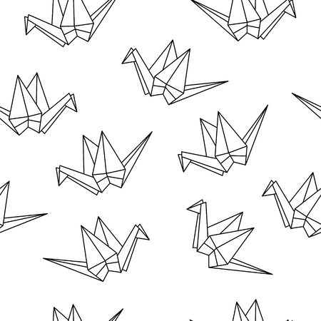 Vector pattern with origami birdsのイラスト素材