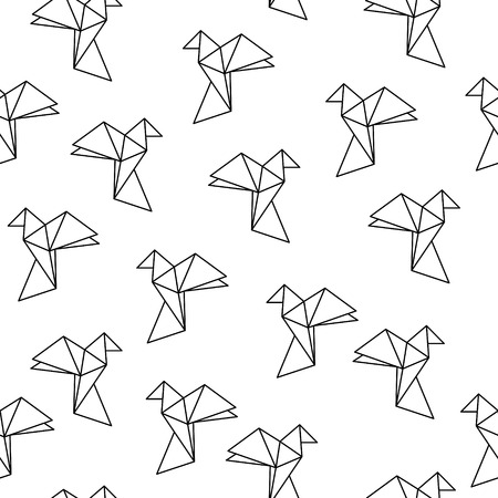 Vector pattern with origami birdsのイラスト素材