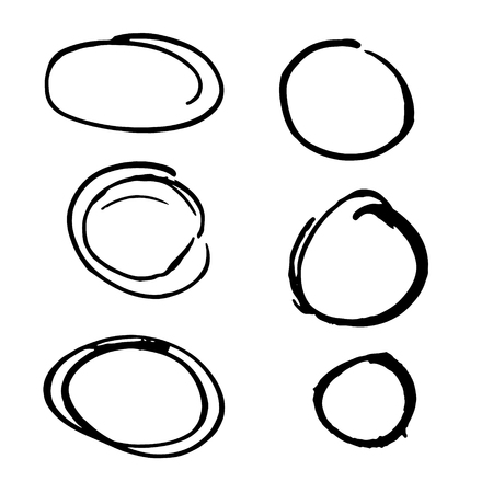 Vector set of hand drawn round framesのイラスト素材