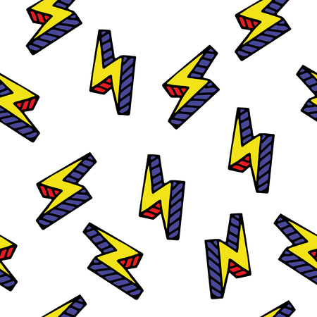 Vector pattern with hand drawn pop art lightningsのイラスト素材