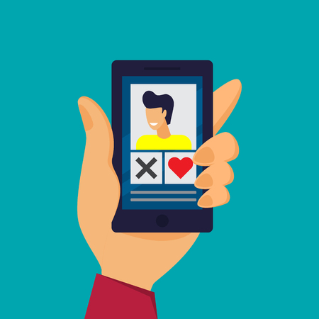 Online dating app concept flat vector illustrationのイラスト素材