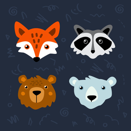 Vector set of cute animalsのイラスト素材