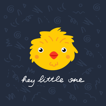 Cute card or poster template with little chick charcaterのイラスト素材