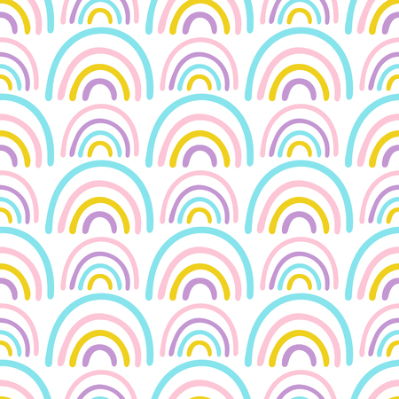 Seamless vector pattern with abstract hand drawn rainbowsのイラスト素材