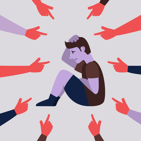 A kid being bullied. Flat style vector illustrationのイラスト素材