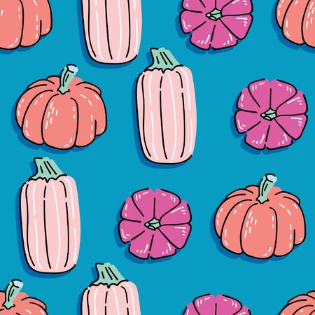 Seamless vector pattern with hand drawn pumpkinsのイラスト素材