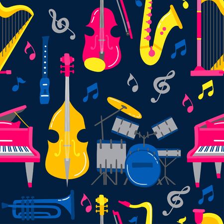 Seamless vector pattern of musical instrumentsのイラスト素材
