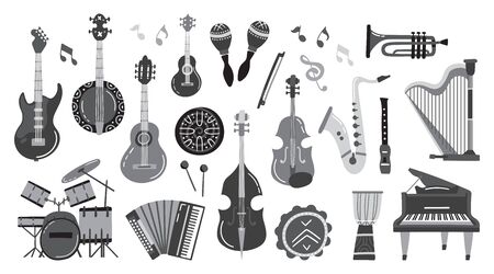 Vector set of musical instrumentsのイラスト素材