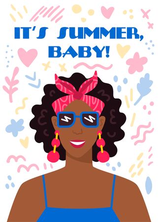 Vector illustration of a woman in a summer outfit.のイラスト素材