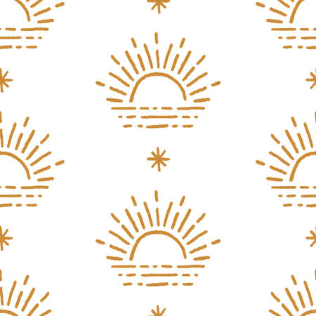 Abstract seamless vector pattern with hand drawn solar elementsのイラスト素材
