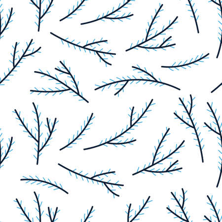 Seamless vector patternn with hand drawn fir branchesのイラスト素材