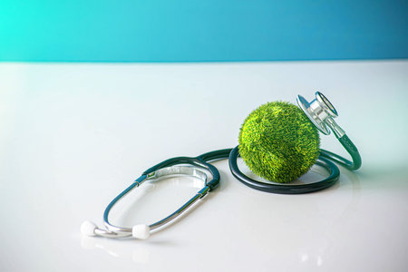 ESG concept about environment, social and governance. Green ESG icon symbol on wooden block and investment in sustainable green business.の写真素材