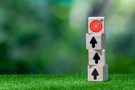 Business success goals and goal concept Marketing goals and business success Target business idea Business goals and success concept Focus on goals and achieve them.の写真素材