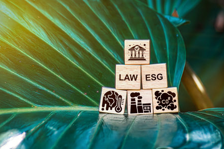 Environment Law. Green World and gavel with scales of justice on the green. law for principles of sustainable environmental conservation. law that governs how humans interact with their environmentの写真素材