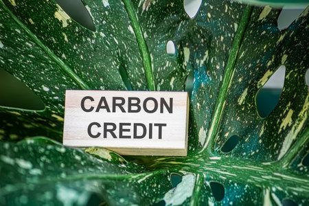 carbon credit, a right resulting from reducing the release of greenhouse gases or carbon dioxide into the environment Sustainable business and environment Industry and company Reduce carbon emissionsの写真素材