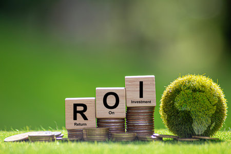 ROI Return on Investment Return on investment or return on cost is the ratio between net income and investment.の写真素材