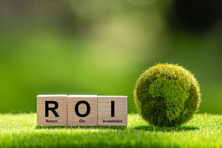 ROI Return on Investment Return on investment or return on cost is the ratio between net income and investment.の写真素材