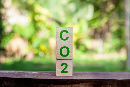 CO2 or carbon dioxide is a gas that is essential to life and the environment. It is a colorless, odorless gas that plays a key role in plant photosynthesis and is a greenhouse gas.の写真素材