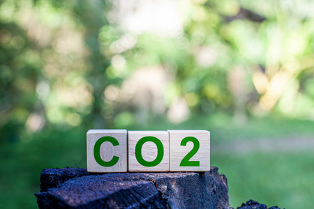 CO2 or carbon dioxide is a gas that is essential to life and the environment. It is a colorless, odorless gas that plays a key role in plant photosynthesis and is a greenhouse gas.の写真素材