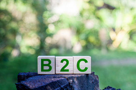 B2C refers to businesses that sell products or services directly to consumers. B2C is typically a business that does not use a middleman or intermediary.の写真素材