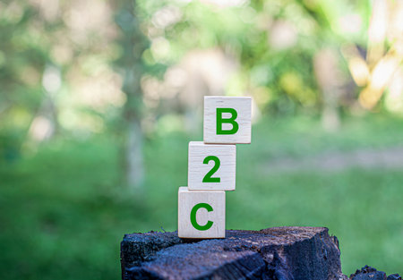 B2C Business to Consumer refers to businesses that sell products or services directly to consumers. B2C is typically a business that does not use a middleman or intermediary.の写真素材