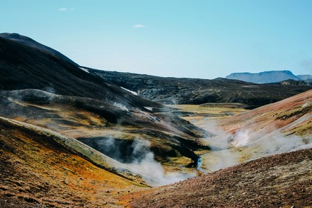 National park and mountains with moss in Icelandの写真素材