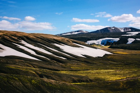 National park and mountains with moss in Iceland