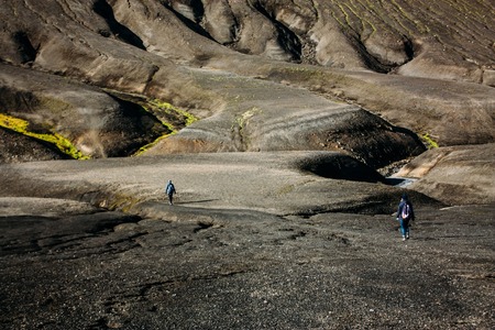 National park and mountains with moss in Icelandの写真素材
