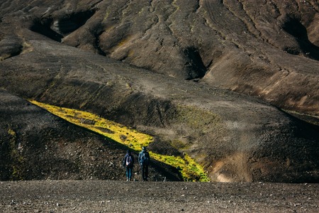 National park and mountains with moss in Icelandの写真素材