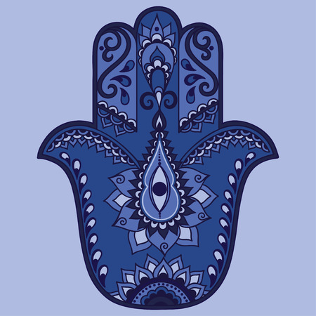Color vector hamsa hand drawn symbol.のイラスト素材