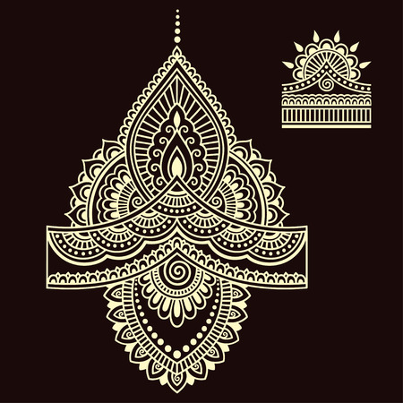 Henna tattoo flower template.Mehndi.のイラスト素材