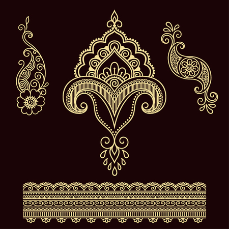 Henna tattoo flower template.Mehndi.のイラスト素材