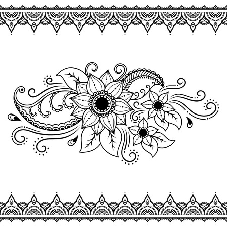 Henna tattoo flower template.Mehndi.のイラスト素材