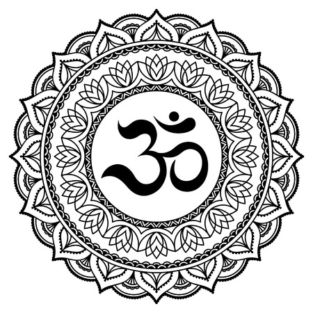 Vector henna tatoo mandala.OM decorative symbol. Mehndi style.のイラスト素材