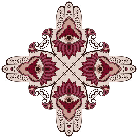 Vector color mandala. Mehndi style. Decorative pattern in oriental style.のイラスト素材