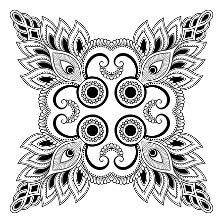 Henna tatoo mandala. Mehndi style.Decorative pattern in oriental style. Coloring book page.のイラスト素材