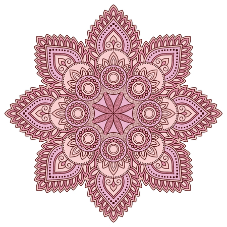 Colored decoration in mandala form. Mehndi style. Decorative pattern in oriental style. Eastern ethnic pattern.のイラスト素材