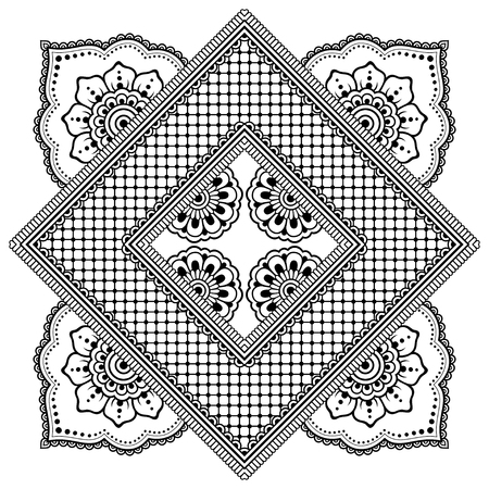Circular pattern in the form of a mandala. Henna tatoo mandala. Mehndi style. Decorative pattern in oriental style. Coloring book page.のイラスト素材