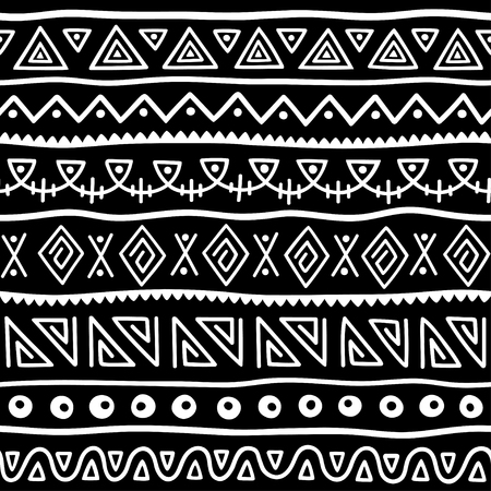 Ethnic style seamless pattern, ornamental element African theme. Set of seamless vintage decorative tribal border. Traditional African pattern background with tribal elements form.のイラスト素材