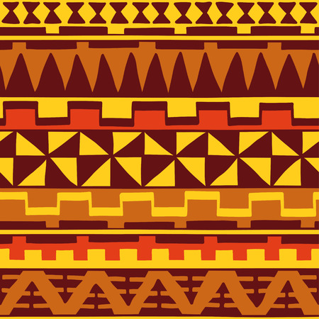 Color seamless pattern in ethnic style. Ornamental element African theme. Set of vintage decorative tribal border. Traditional Maori decoration background with national elements form.のイラスト素材