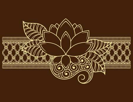 Mehndi flower pattern for Henna drawing and tattoo. Decoration in ethnic oriental, Indian style.のイラスト素材