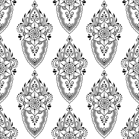 Seamless decorative flower pattern in ethnic oriental indian style. Template for wallpaper, upholstery and wrapping paper.のイラスト素材