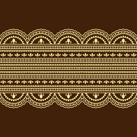 Set of seamless borders for design, application of henna, Mehndi and tattoo. Decorative pattern in ethnic oriental style.のイラスト素材