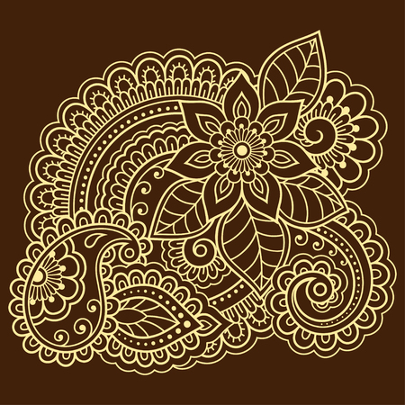 Mehndi flower pattern for Henna drawing and tattoo. Decoration in ethnic oriental, Indian style.のイラスト素材