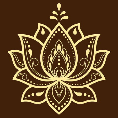 Mehndi Lotus flower pattern for Henna drawing and tattoo. Decoration in ethnic oriental, Indian style.のイラスト素材
