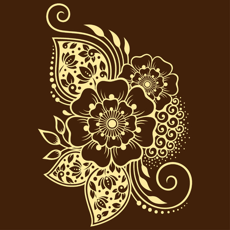 Mehndi flower pattern for Henna drawing and tattoo. Decoration in ethnic oriental, Indian style.のイラスト素材