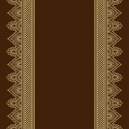 Set of seamless border ornament for design, Henna drawing, Mehndi and tattoo. Decorative pattern in ethnic oriental, Indian style.のイラスト素材